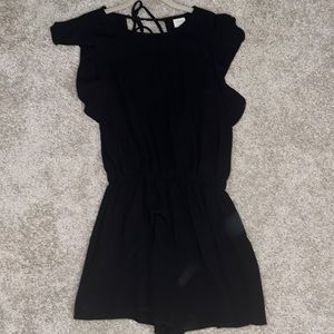 Aritzia Wilfred Black Flutter Sleeve Tie Open Back Romper